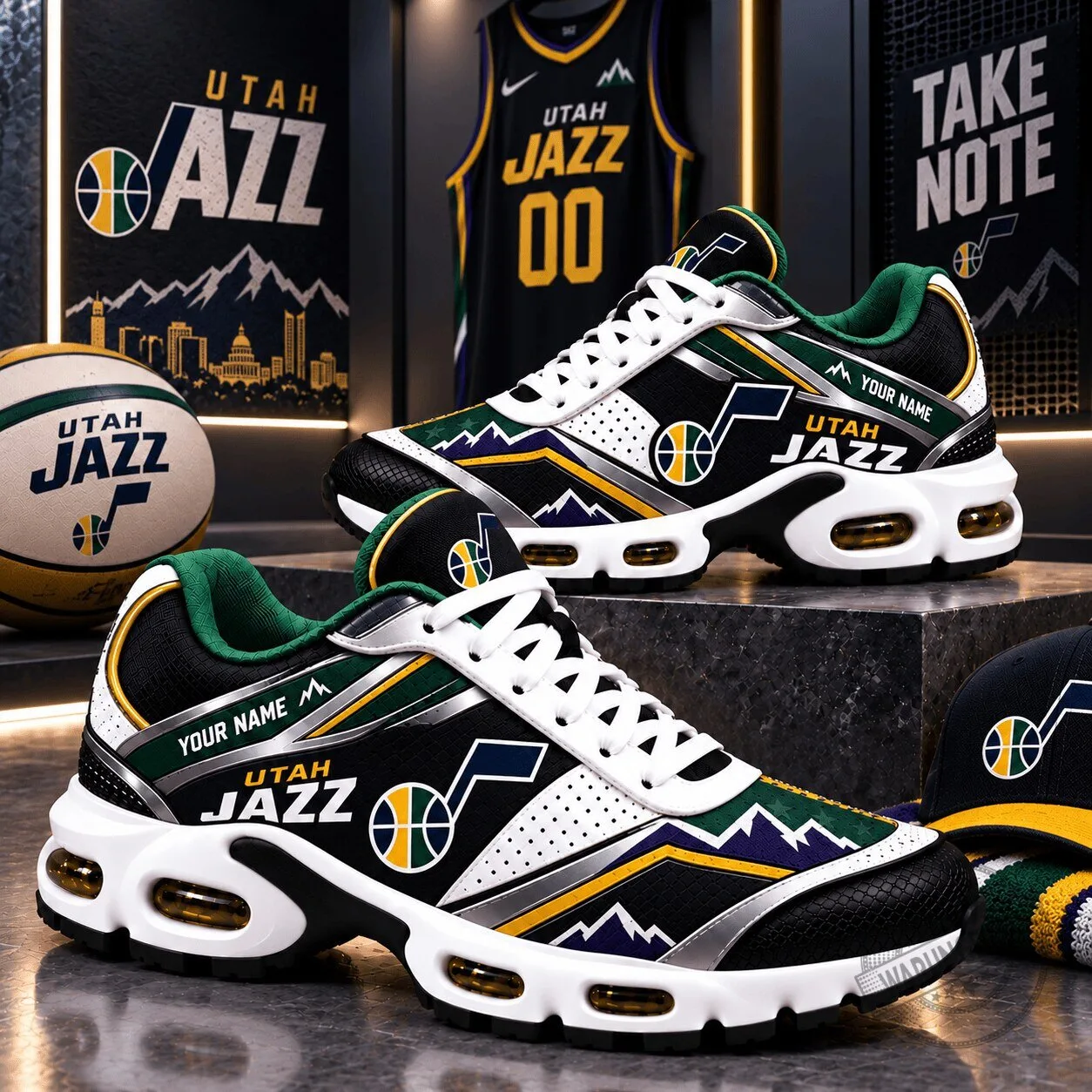 Utah Jazz Basketball Team Personalized Air Max Plus Style Running Shoes