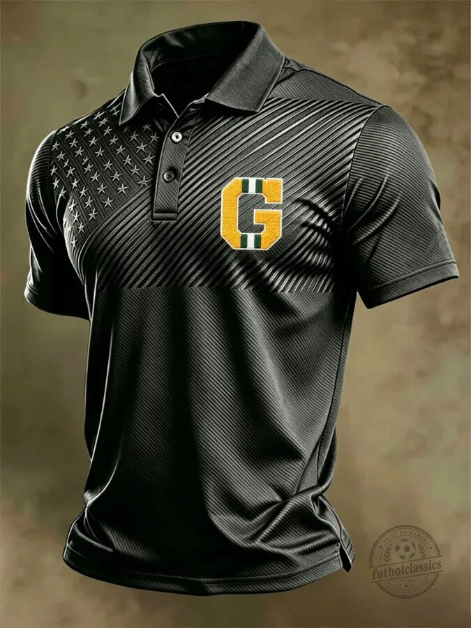 Green Bay Packers American Flag Stripes Pattern Men's Polo Shirt 6 Green Bay Packers American Flag Stripes Pattern Men