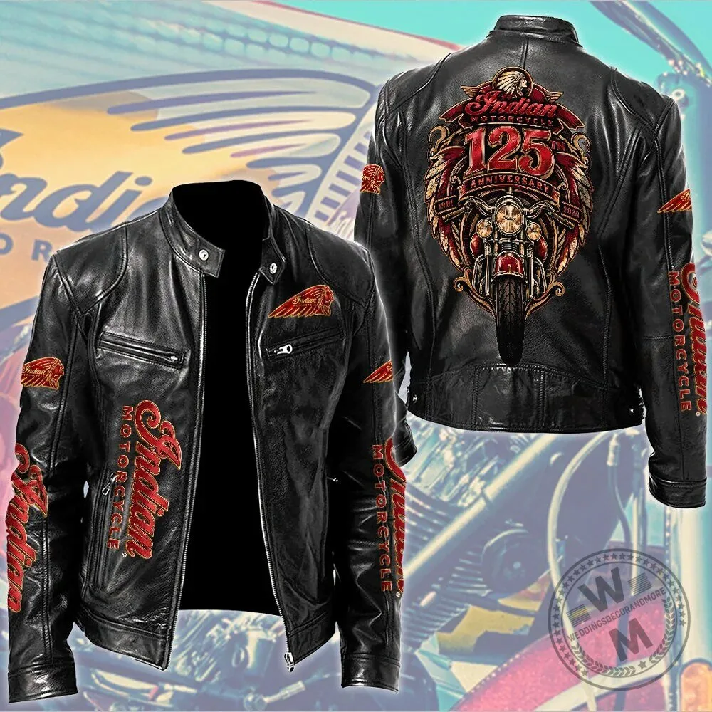 125th Anniversary Black Leather Jacket for Indian Motorcycle 1 125th Anniversary Black Leather Jacket for Indian Motorcycle