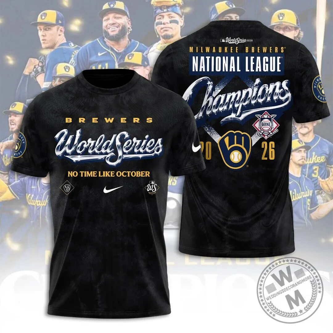 Milwaukee Brewers World Series National League Champions 2026 Black T-Shirt 1 Milwaukee Brewers World Series National League Champions 2026 Black T-Shirt