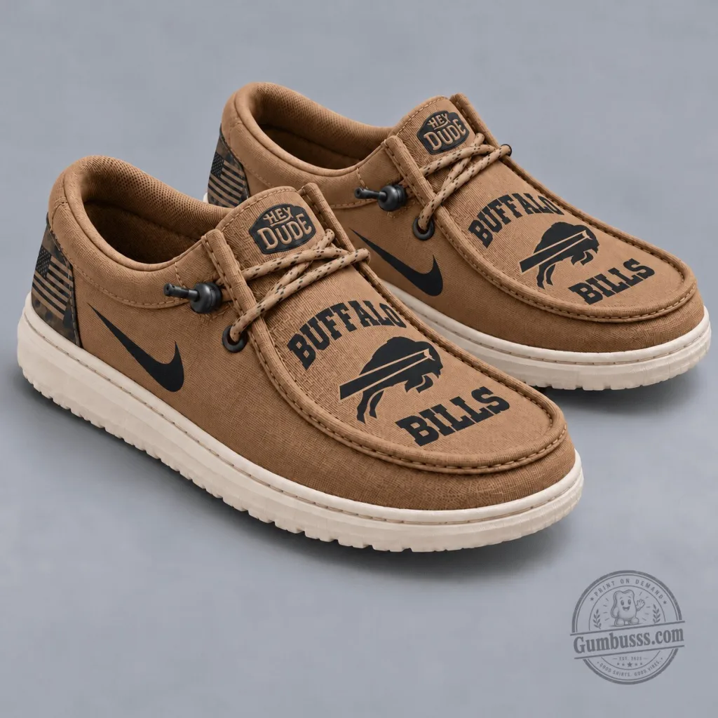 Buffalo Bills NFL Football Team Logo Brown Loafer Shoes Buffalo Bills NFL Football Team Logo Brown Loafer Shoes