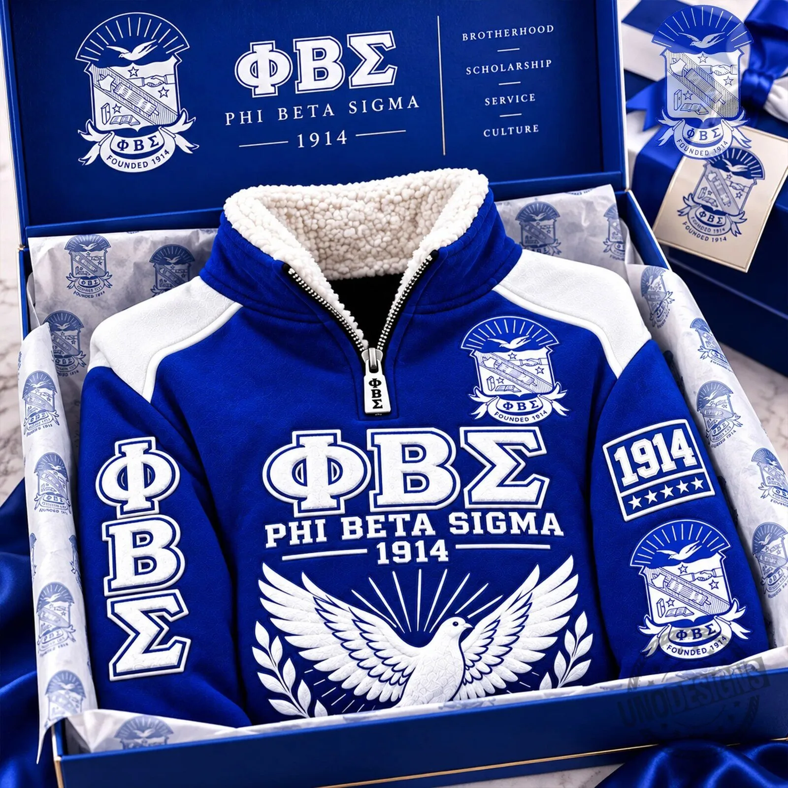 Sherpa Collar Pullover Jacket with Quarter Zip for Phi Beta Sigma Fraternity 5 Sherpa Collar Pullover Jacket with Quarter Zip for Phi Beta Sigma Fraternity