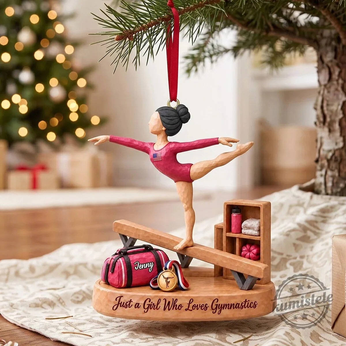 Personalized Gymnastics Girl Christmas Ornament - Just a Girl Who Loves Gymnastics 5 Personalized Gymnastics Girl Christmas Ornament - Just a Girl Who Loves Gymnastics
