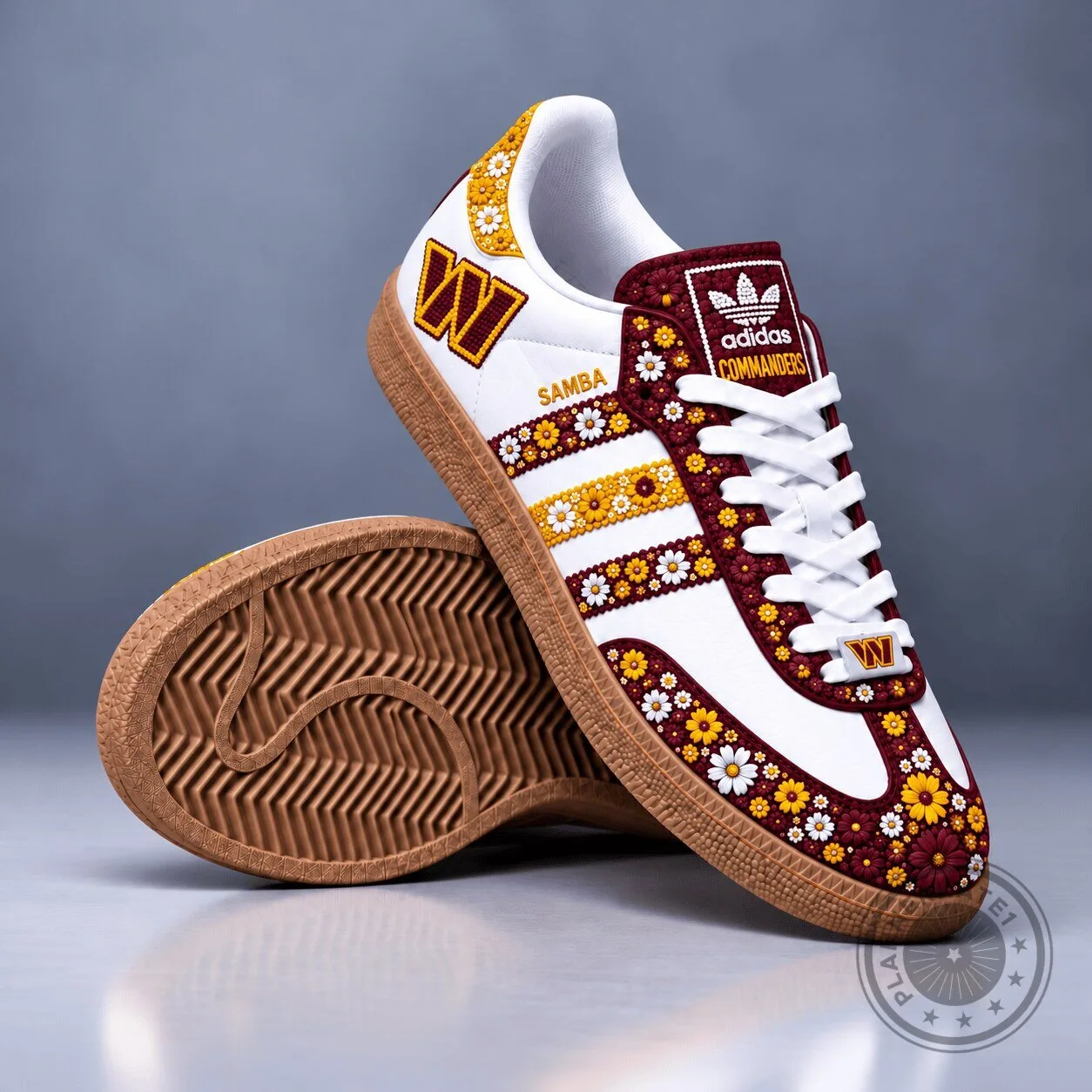 Washington Commanders Football Team Floral Pattern White Adidas Samba Shoes
