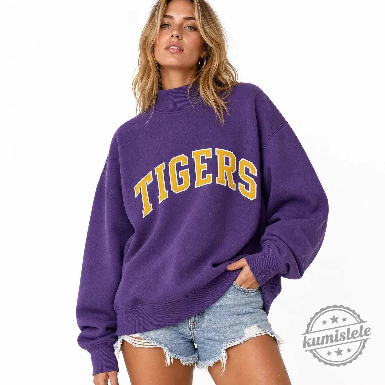 LSU Tigers Purple Arch Logo Mockneck Sweatshirt