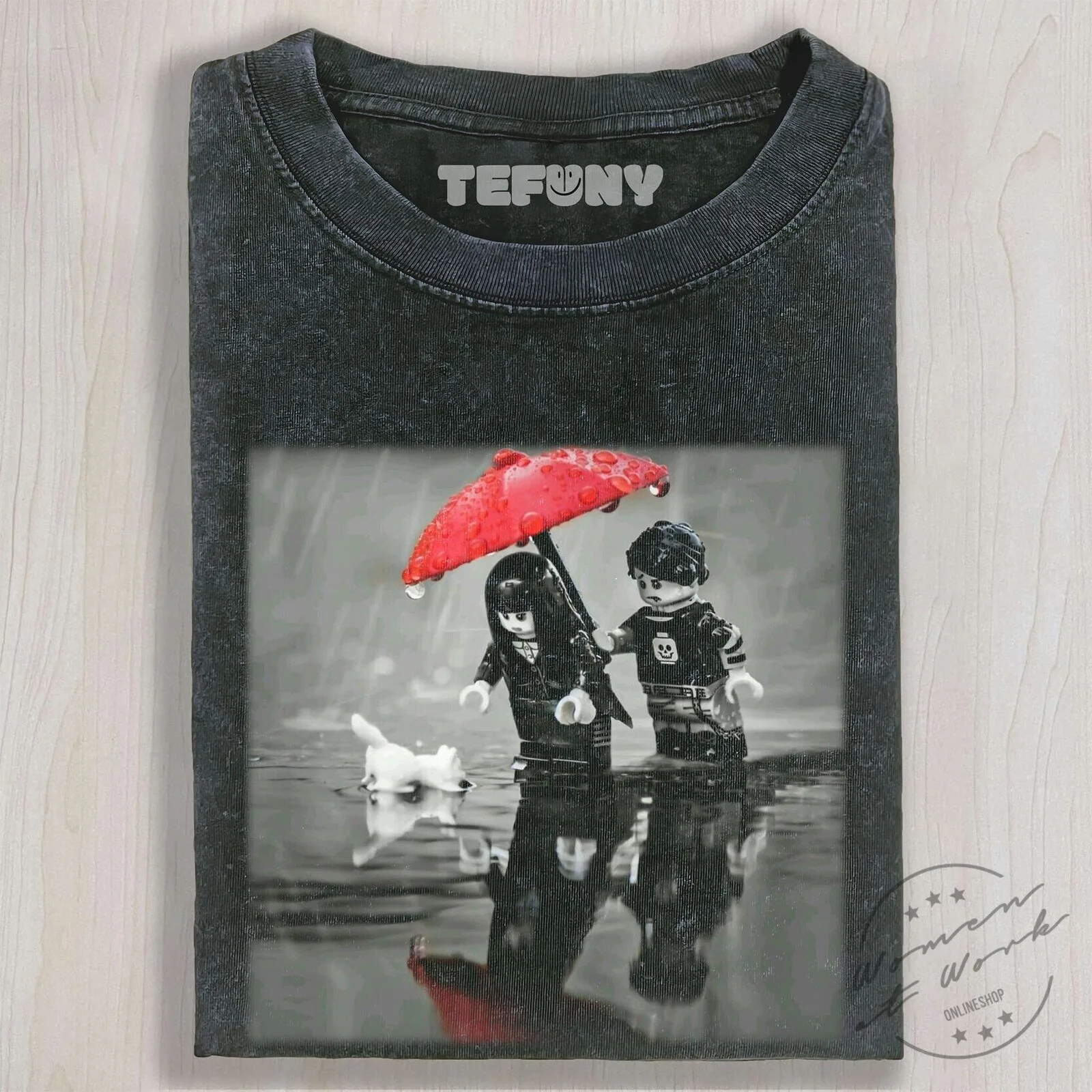 Dark Humor Lego Minifigure Umbrella Rain T-Shirt