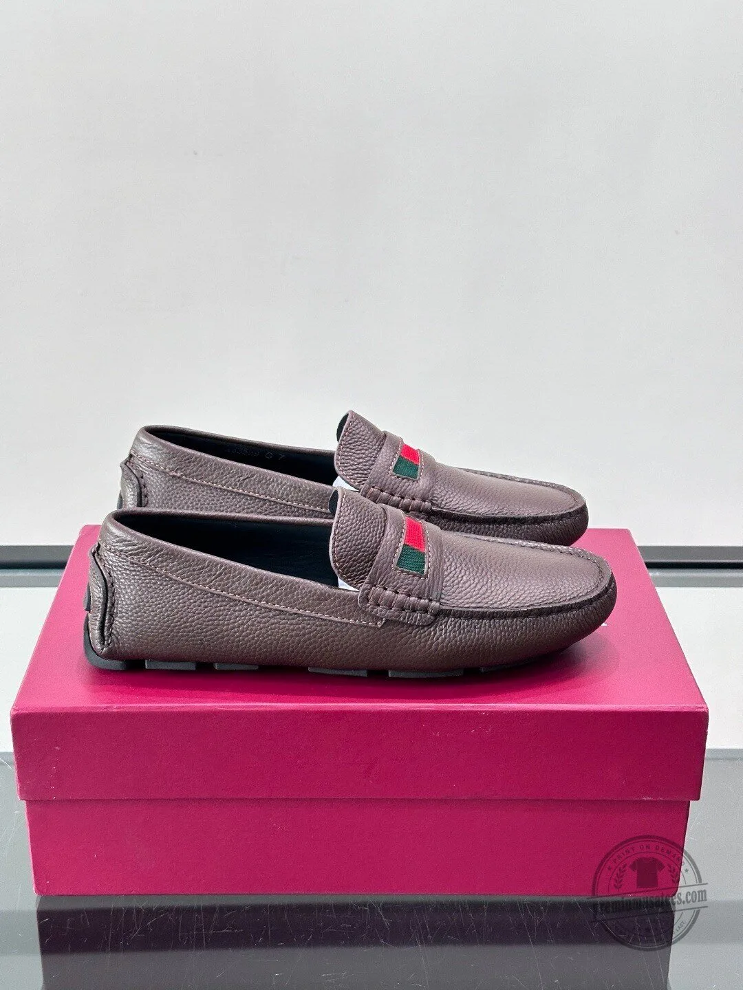 Gucci Brown Leather Loafer Shoes for Men