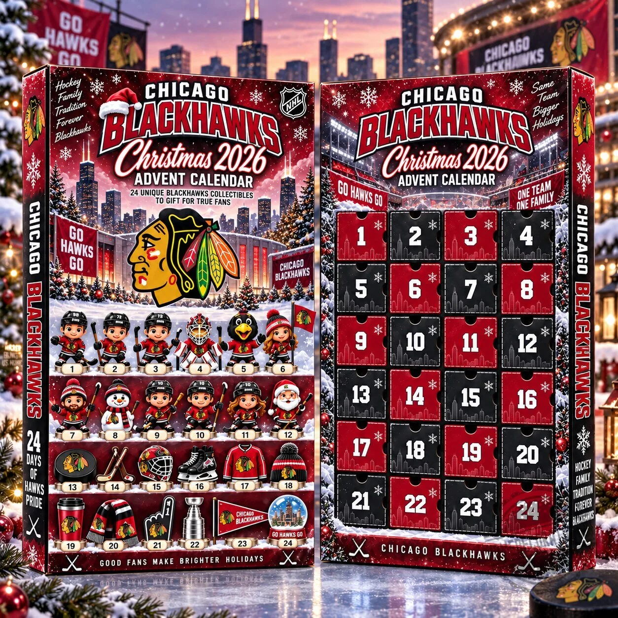 Chicago Blackhawks Christmas 2026 Advent Calendar Box for Hockey Fans