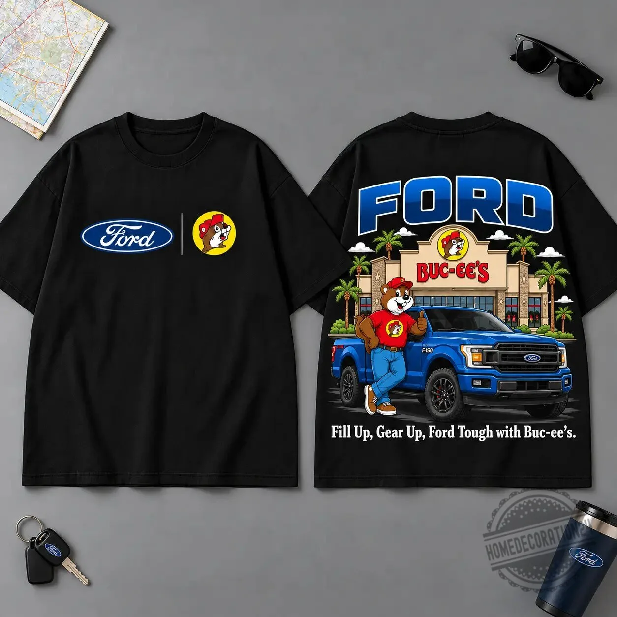 Buc-ee's Ford F-150 Built Tough Good Vibes Road Trip T-Shirt