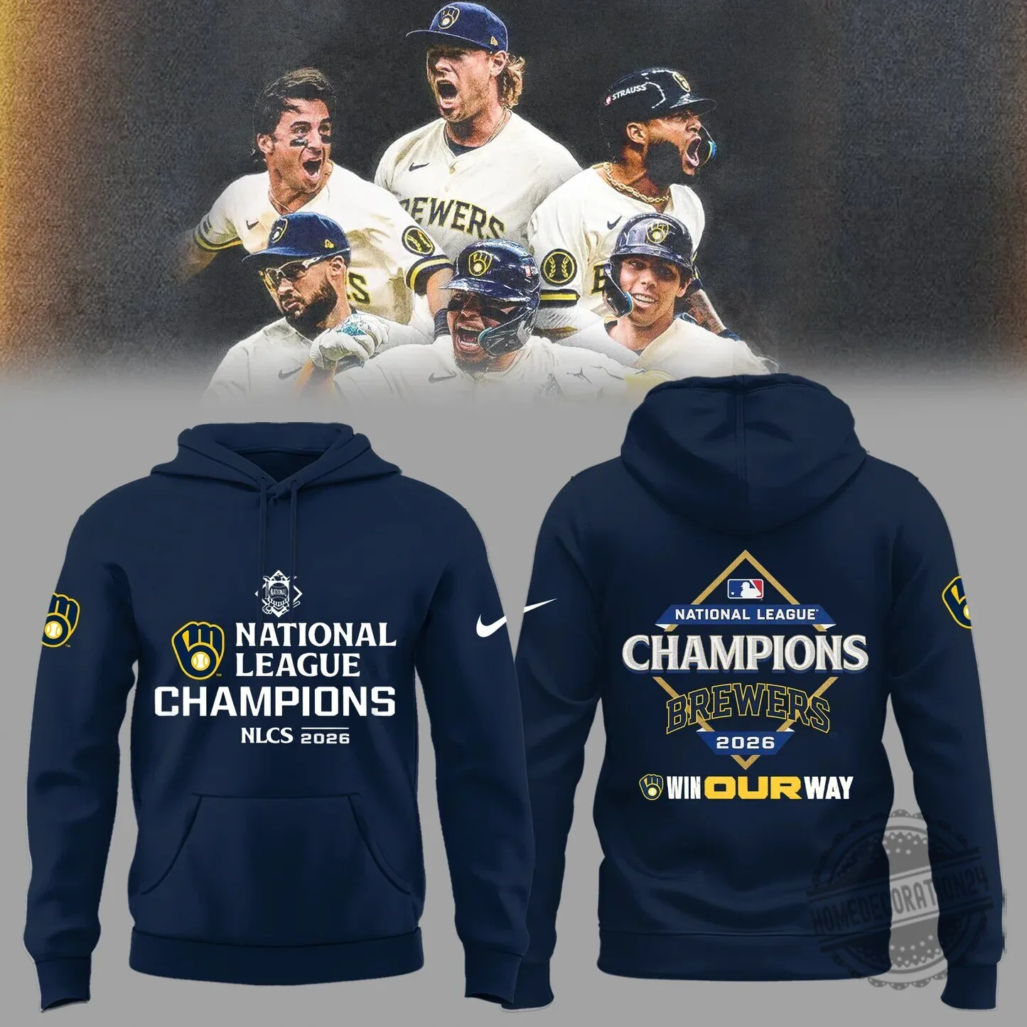 2026 National League Champions Hoodie for Milwaukee Brewers Baseball Fans