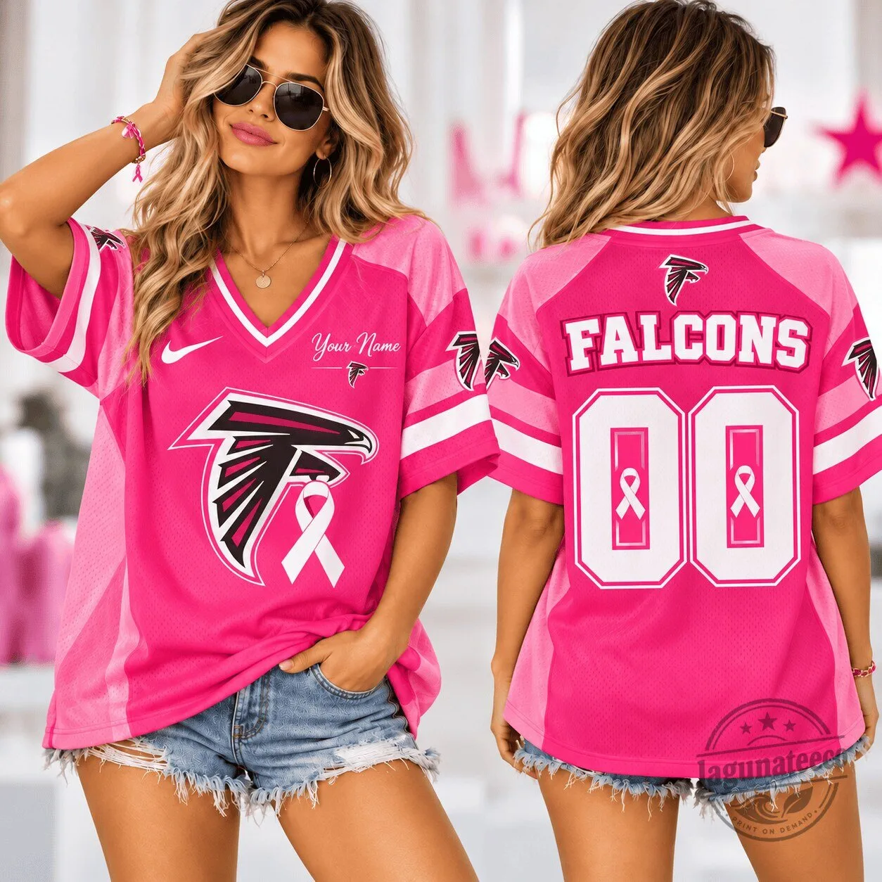 Atlanta Falcons Breast Cancer Awareness Pink Custom Football Jersey