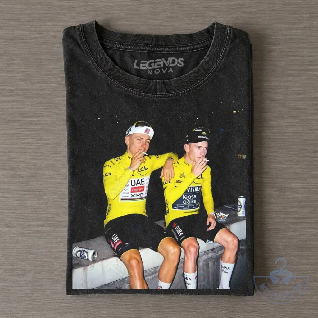 Tadej Pogačar and Jonas Vingegaard Tour de France Cyclists Smoking T-Shirt Tadej Pogačar and Jonas Vingegaard Tour de France Cyclists Smoking T-Shirt