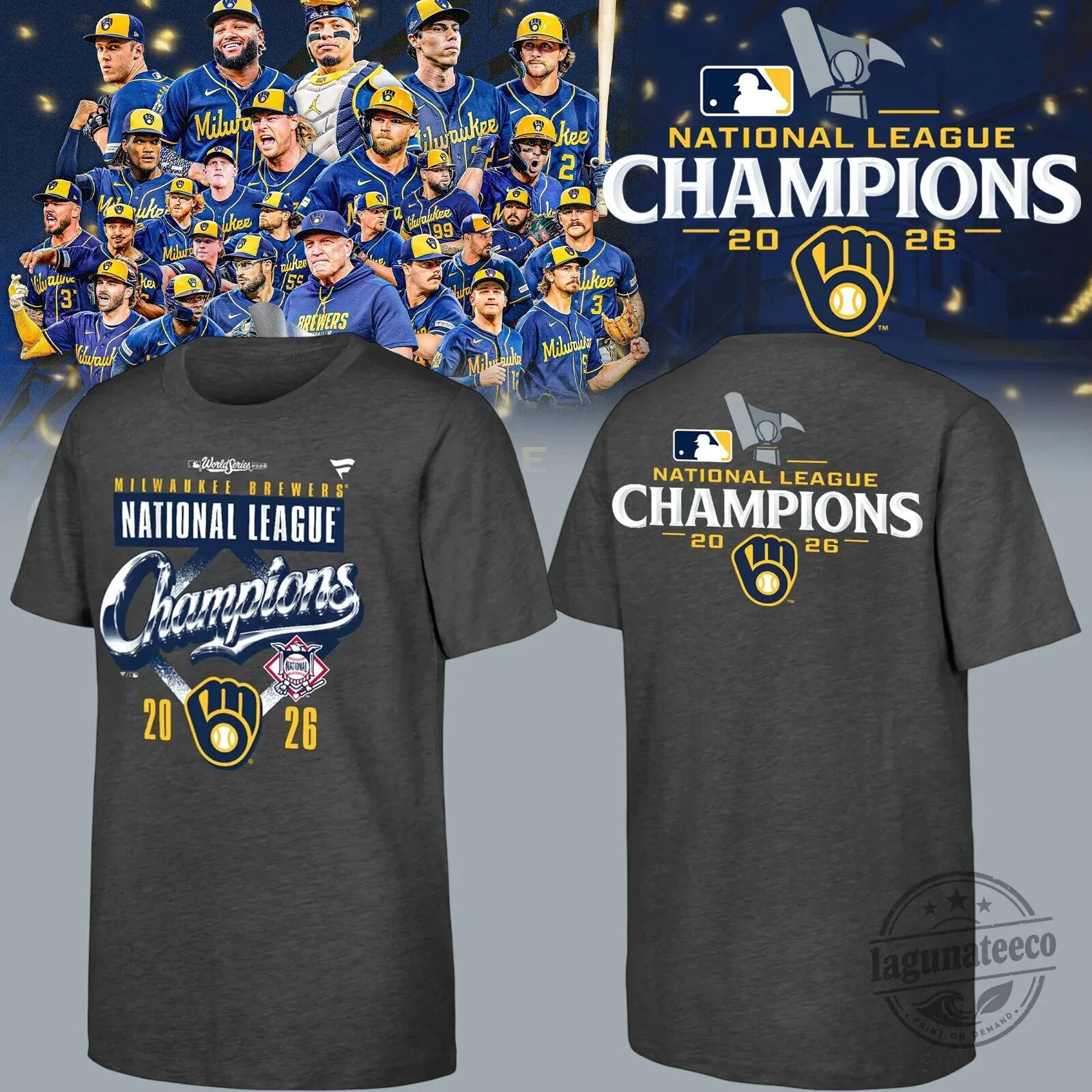 2026 National League Champions T-Shirt featuring Milwaukee Brewers Design