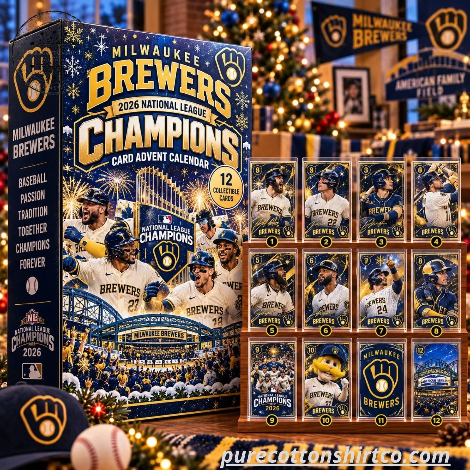 Milwaukee Brewers 2026 NL Champions Card Advent Calendar - 12 Collectible Trading Cards Set