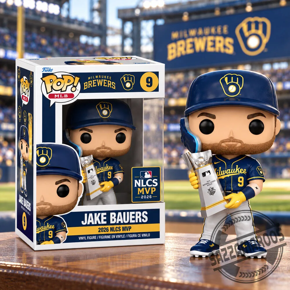 Funko Pop! Milwaukee Brewers Jake Bauers 2026 NLCS MVP with Trophy Vinyl Figure #9 5 Funko Pop! Milwaukee Brewers Jake Bauers 2026 NLCS MVP with Trophy Vinyl Figure #9