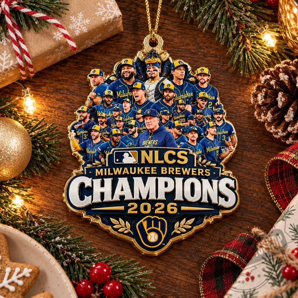 Milwaukee Brewers 2026 NLCS Champions Ornament Baseball Team Christmas Decor 3 Milwaukee Brewers 2026 NLCS Champions Ornament Baseball Team Christmas Decor