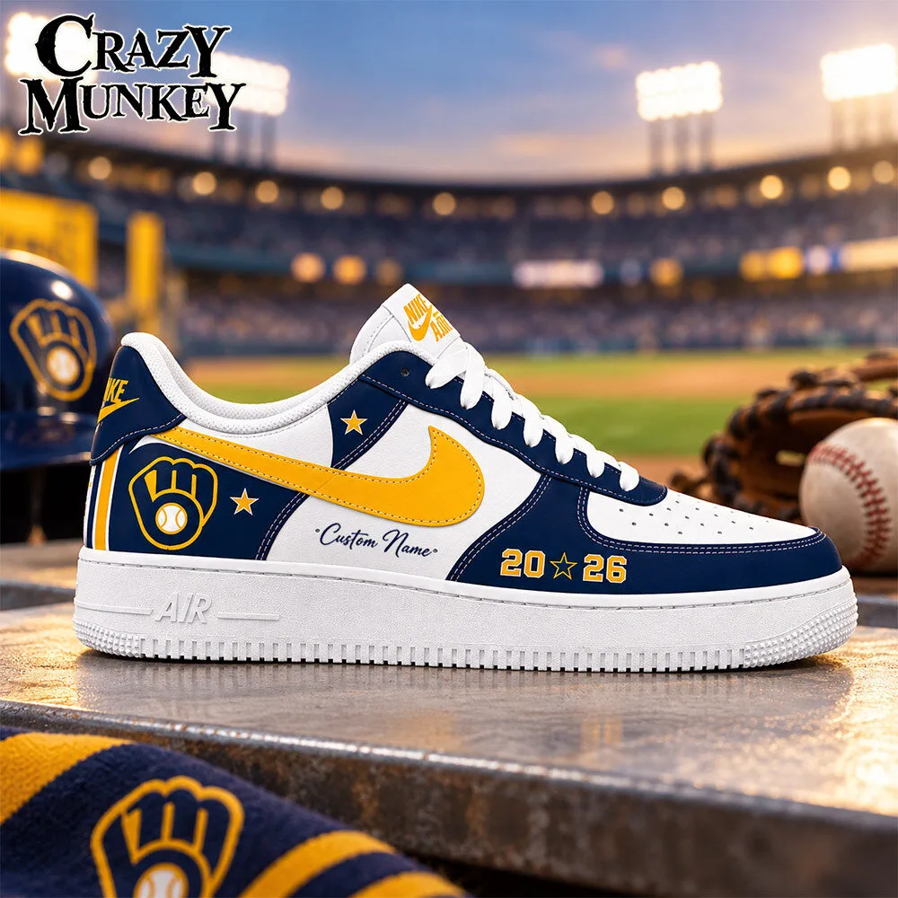 Milwaukee Brewers 2026 NL Champions Custom Name AF1 Sneakers | Footwear