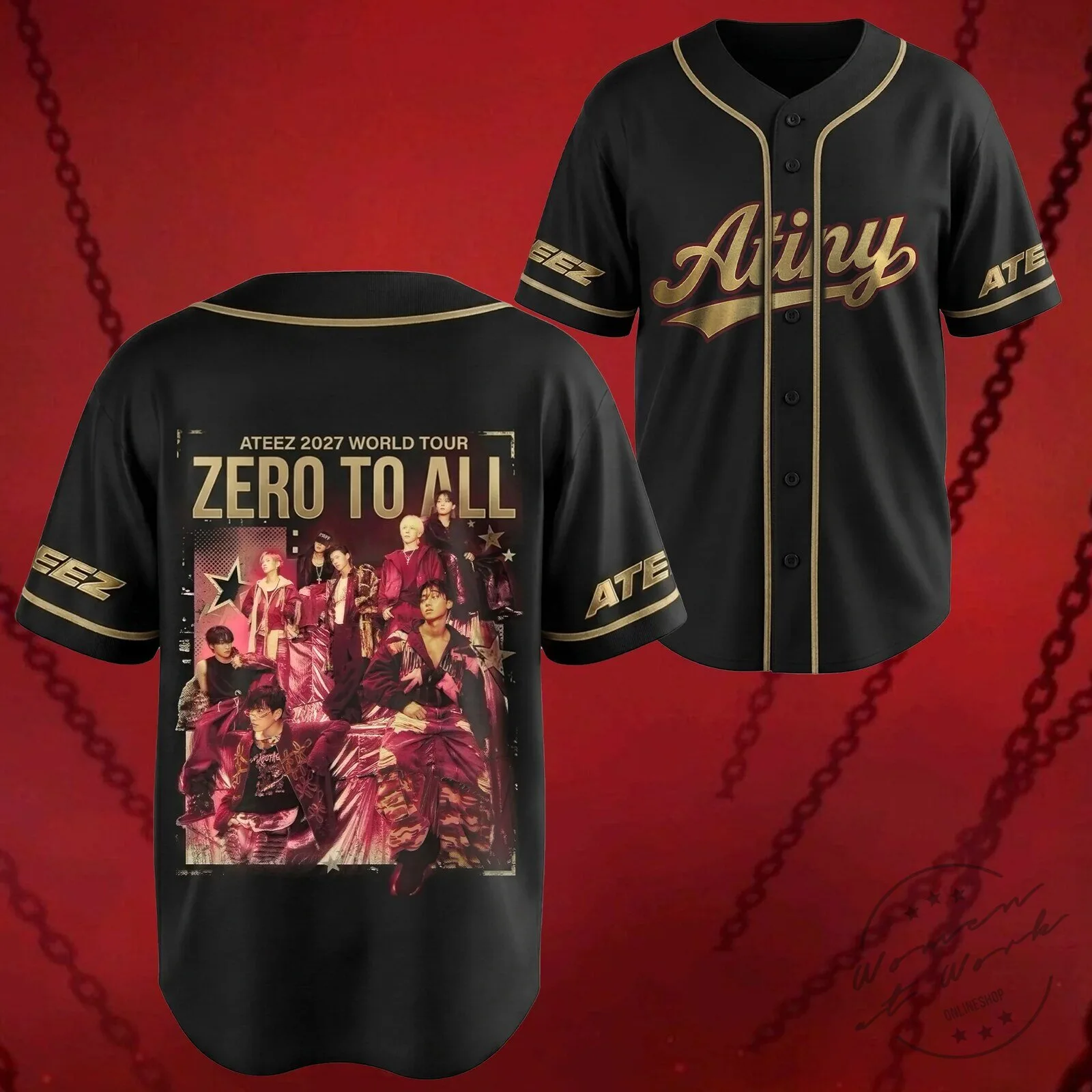 Ateez Zero To All World Tour 2027 Golden Hour Series Baseball Jersey