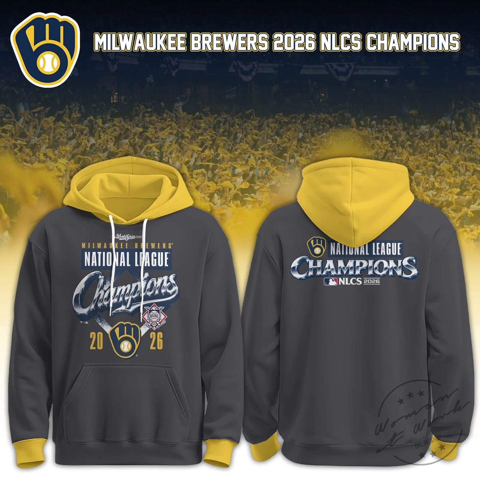 Milwaukee Brewers 2026 National League Champions Gray Hoodie