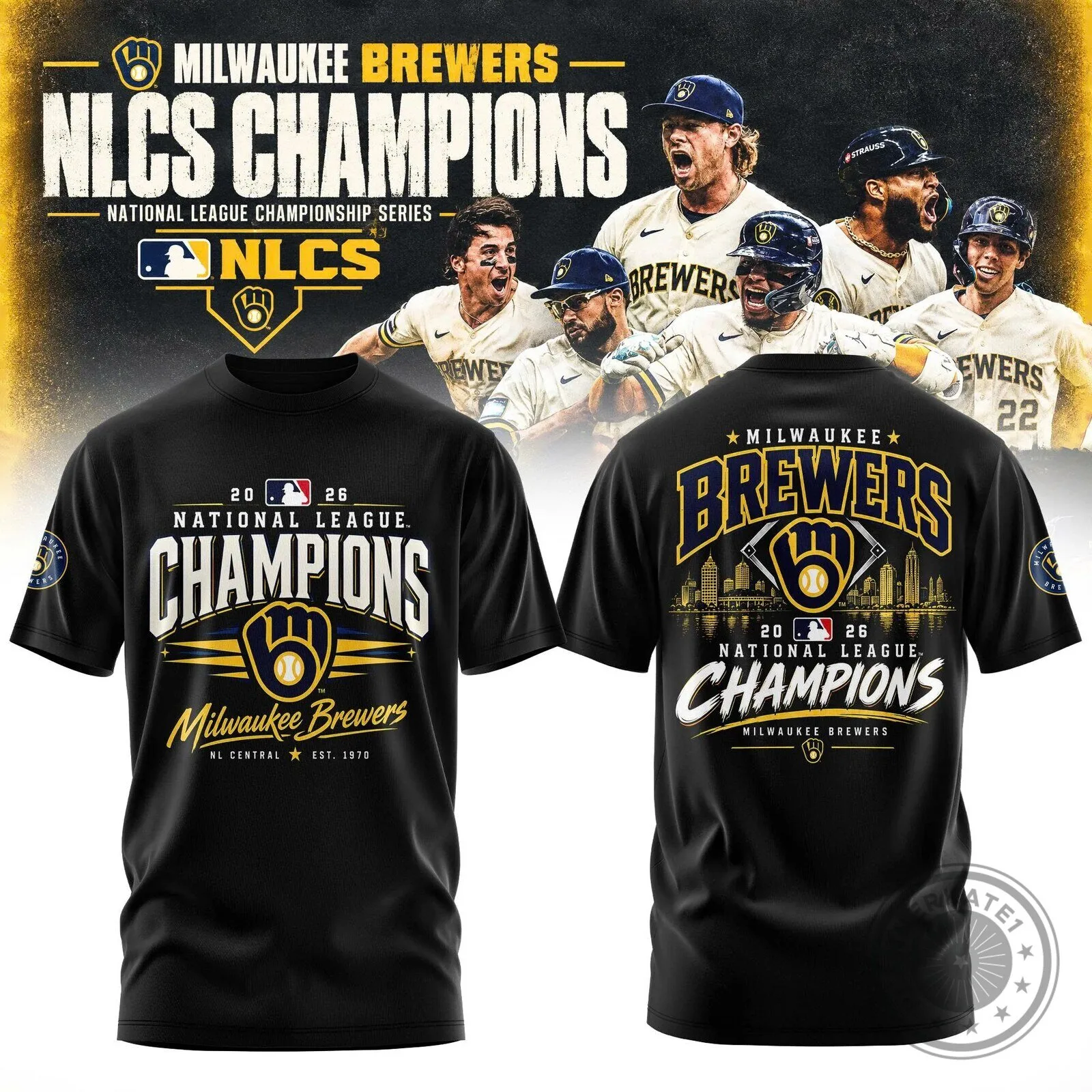 2026 National League Champions Baseball T-Shirt for Milwaukee Brewers