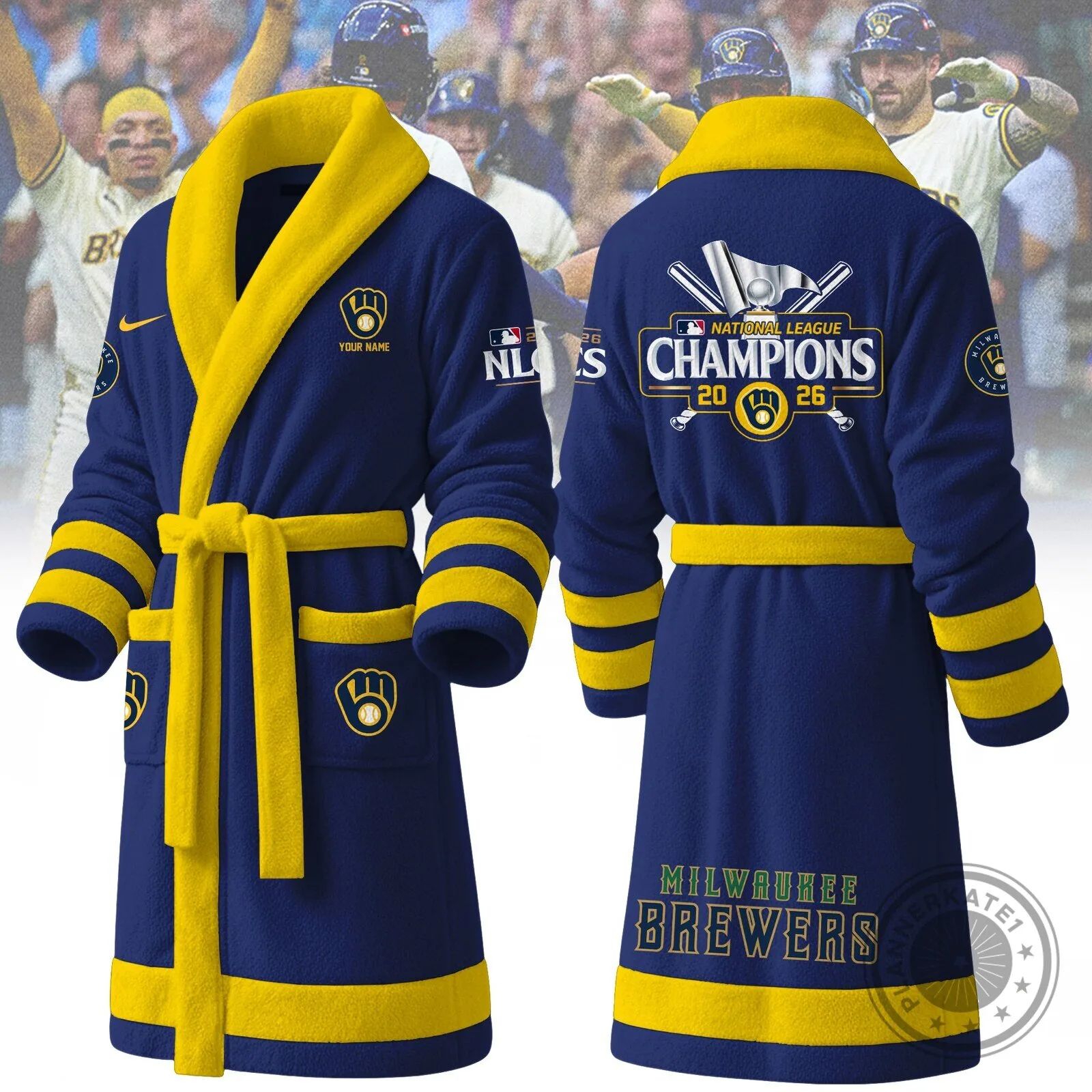Milwaukee Brewers National League Champions 2026 Fleece Bathrobe