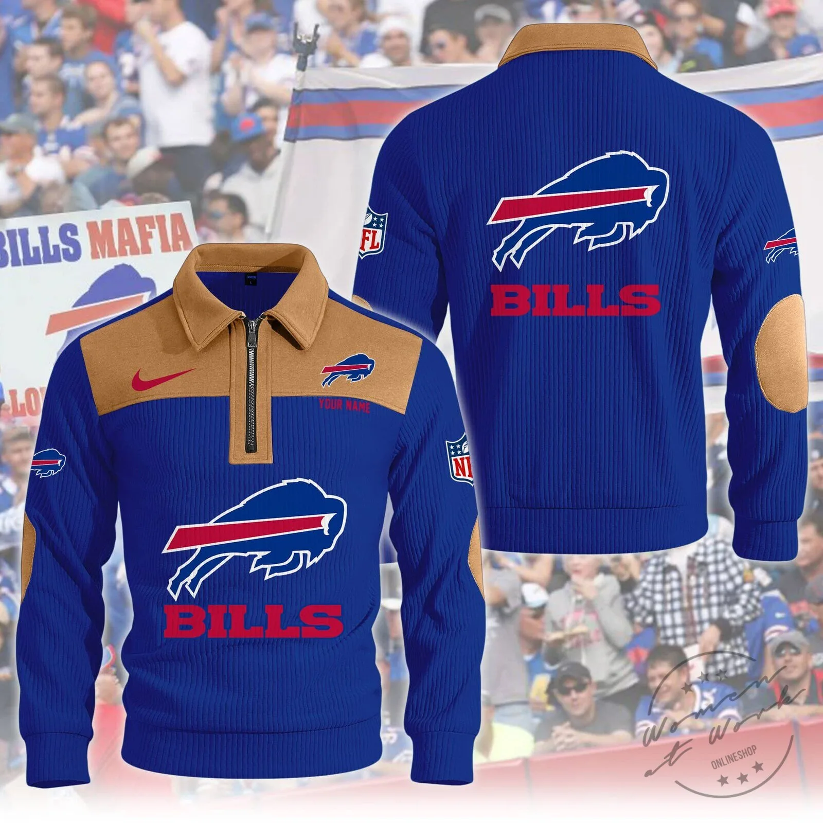 Buffalo Bills Quarter-Zip Fleece Pullover Sweatshirt