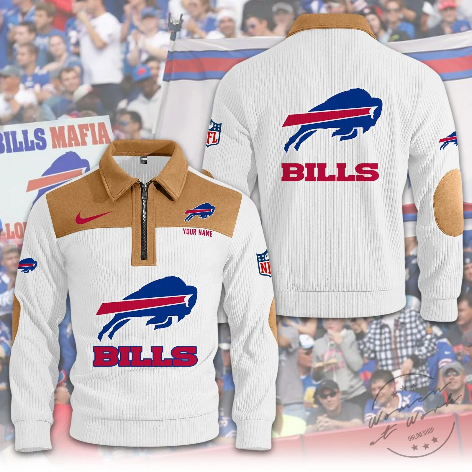 Buffalo Bills Quarter-Zip Fleece Pullover Sweatshirt 8 Buffalo Bills Quarter-Zip Fleece Pullover Sweatshirt