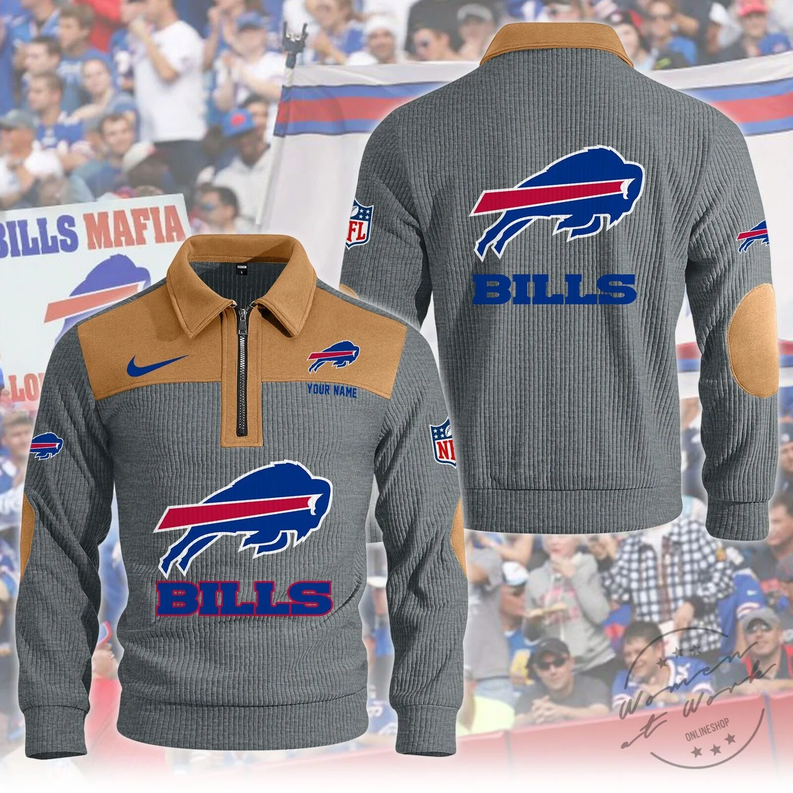 Buffalo Bills Quarter-Zip Fleece Pullover Sweatshirt 9 Buffalo Bills Quarter-Zip Fleece Pullover Sweatshirt
