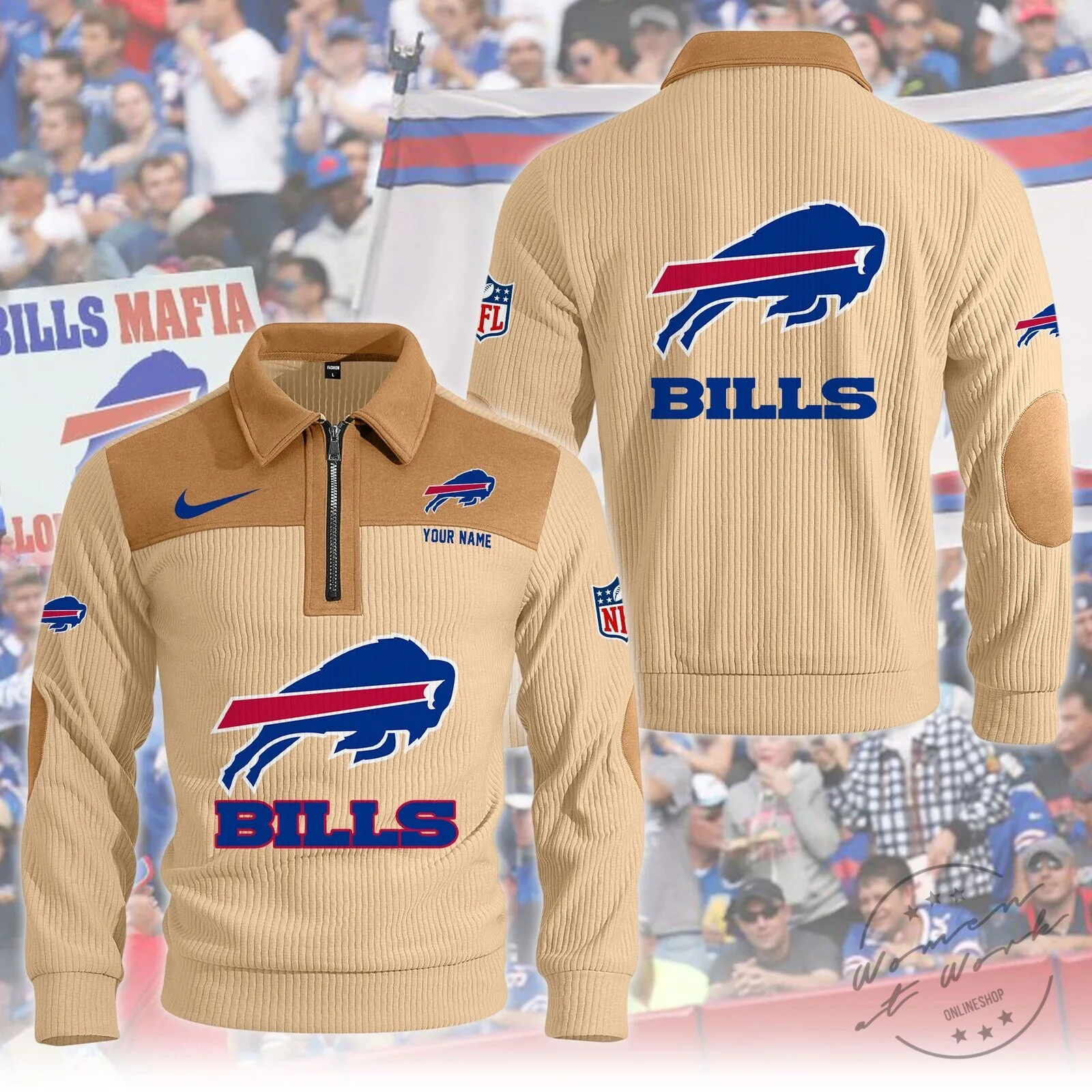 Buffalo Bills Quarter-Zip Fleece Pullover Sweatshirt 10 Buffalo Bills Quarter-Zip Fleece Pullover Sweatshirt