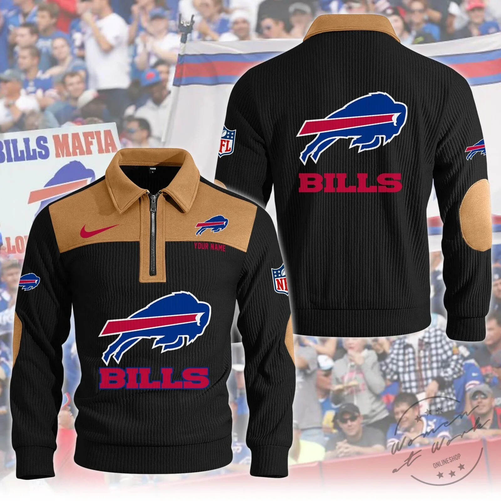 Buffalo Bills Quarter-Zip Fleece Pullover Sweatshirt 12 Buffalo Bills Quarter-Zip Fleece Pullover Sweatshirt