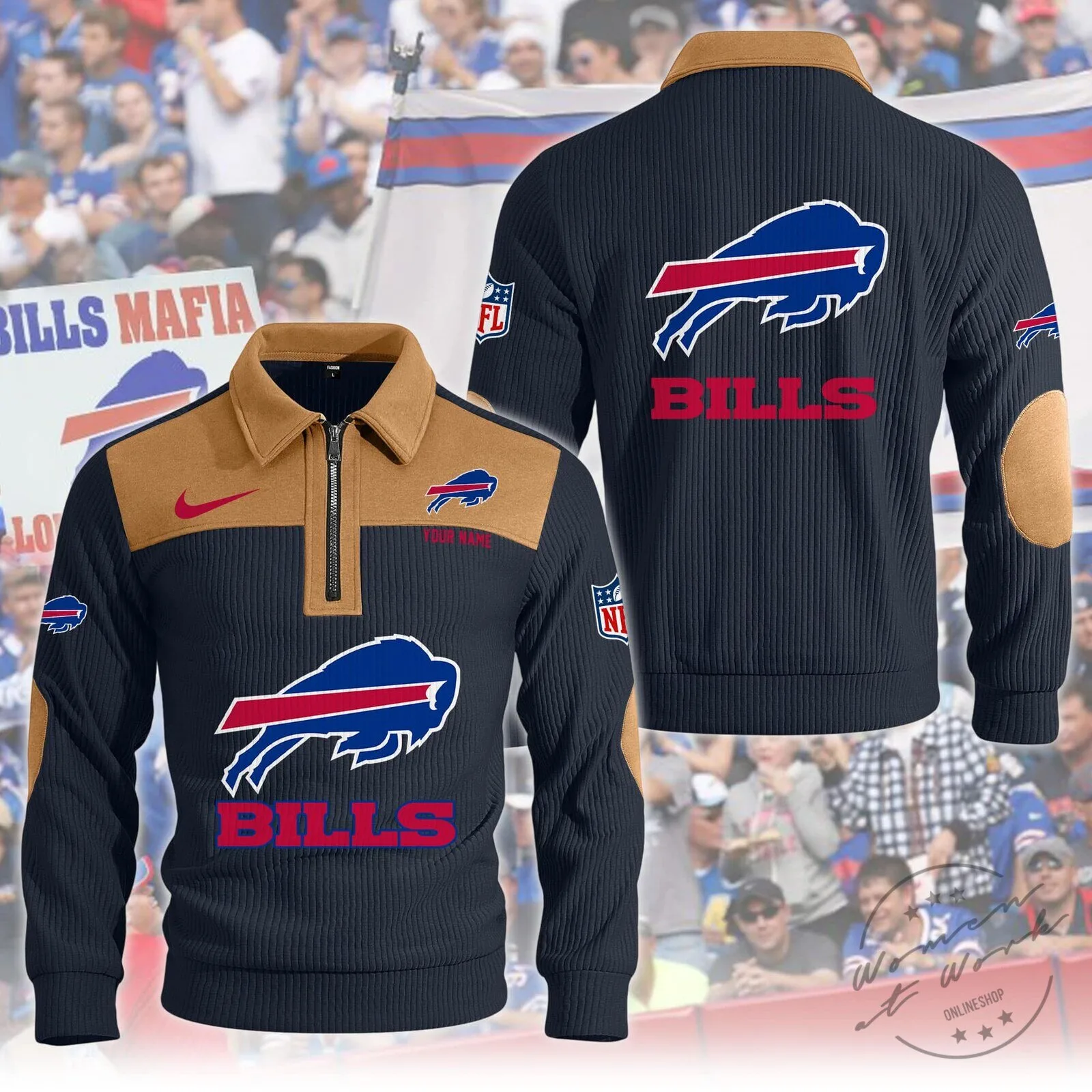 Buffalo Bills Quarter-Zip Fleece Pullover Sweatshirt 13 Buffalo Bills Quarter-Zip Fleece Pullover Sweatshirt