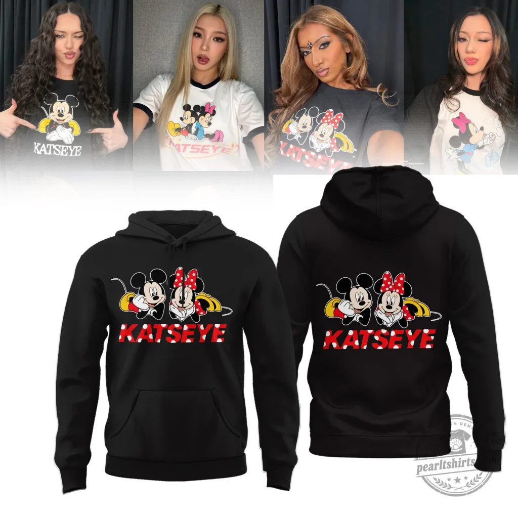 Katseye Mickey Mouse Minnie Mouse Couple Black Hoodie