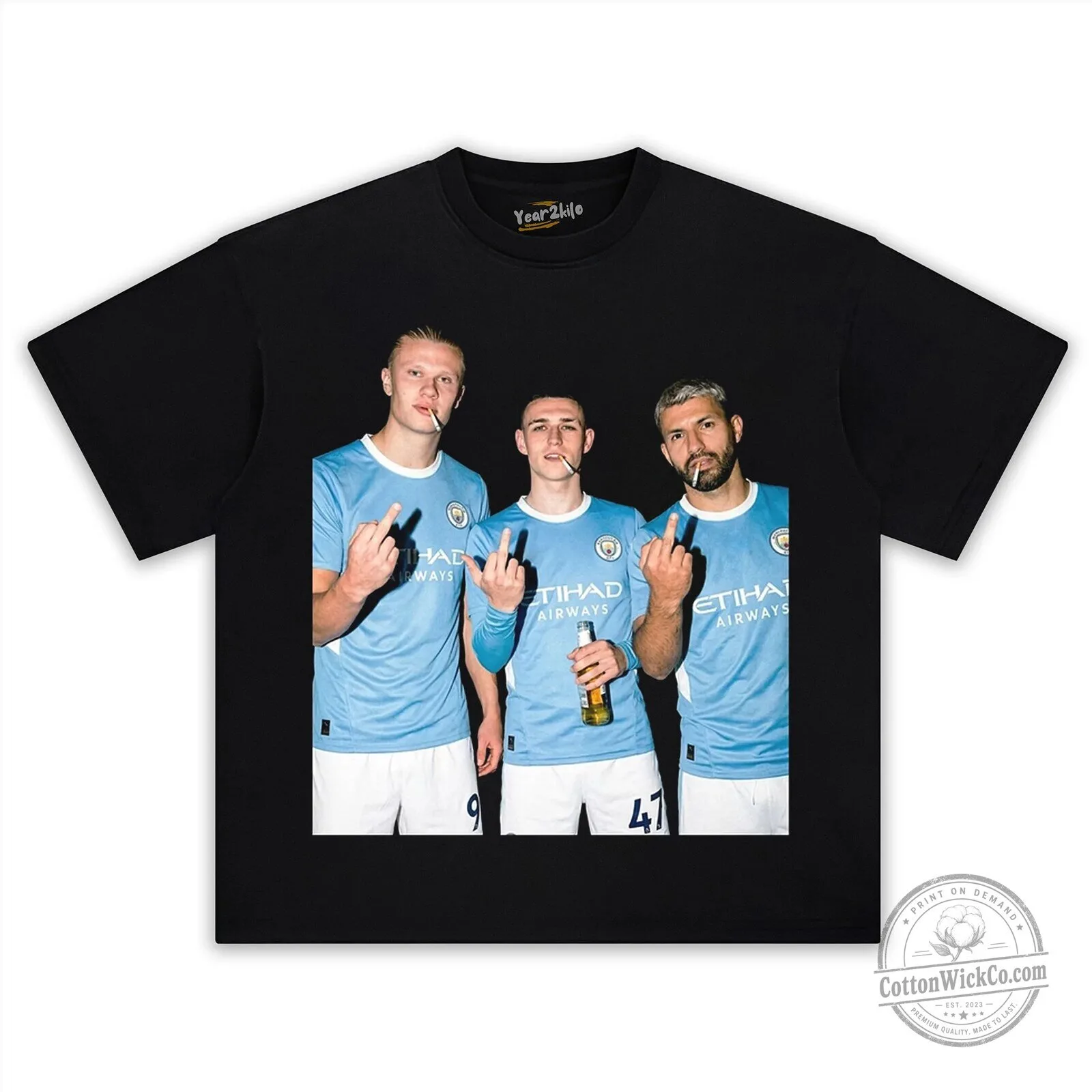 Erling Haaland Phil Foden Sergio Aguero Manchester City Football T-Shirt