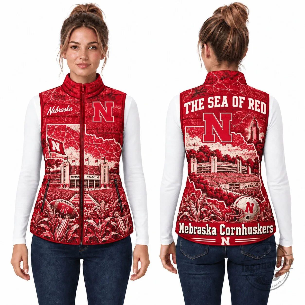 Nebraska Cornhuskers The Sea of Red Memorial Stadium Puffer Vest