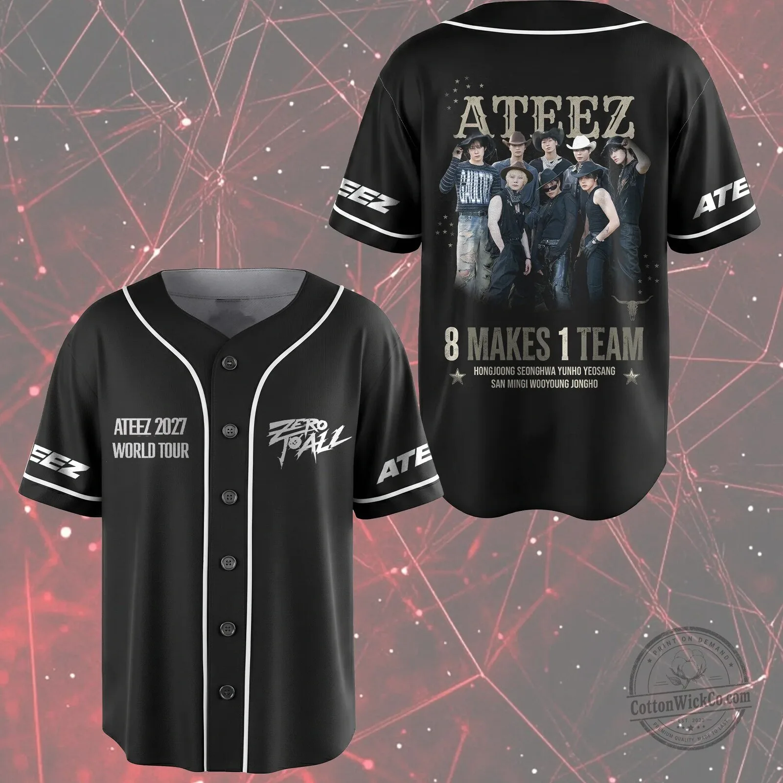 ATEEZ Zero To All World Tour Baseball Jersey