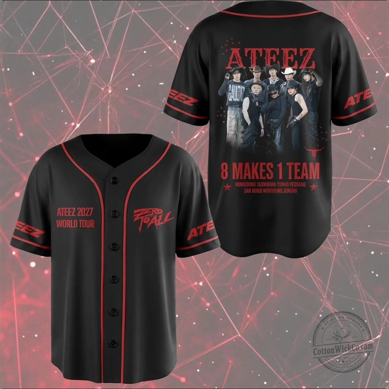 ATEEZ Zero To All World Tour Baseball Jersey 7 ATEEZ Zero To All World Tour Baseball Jersey
