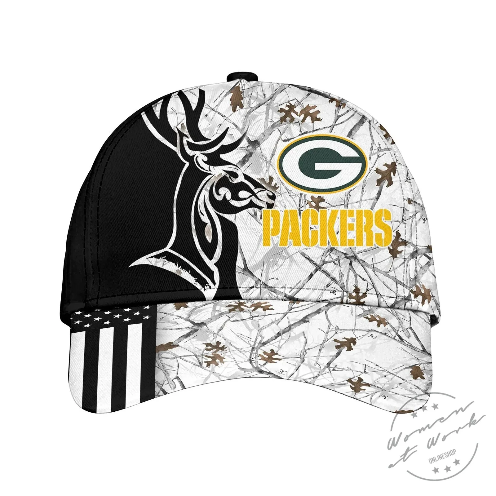 Green Bay Packers Deer Hunting Camouflage American Flag Cap Hat