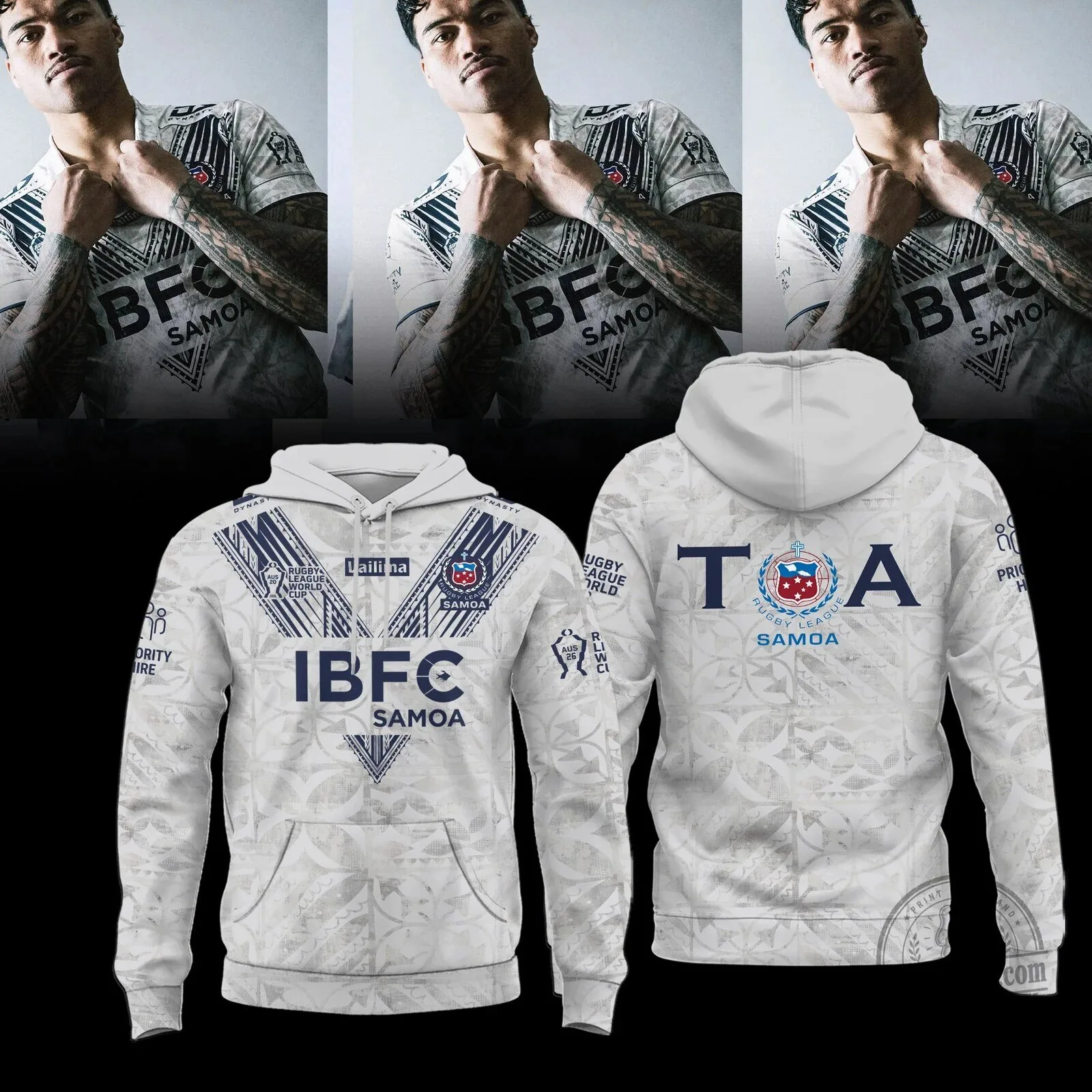 Toa Samoa Rugby League World Cup White Full Print Hoodie 2 Toa Samoa Rugby League World Cup White Full Print Hoodie