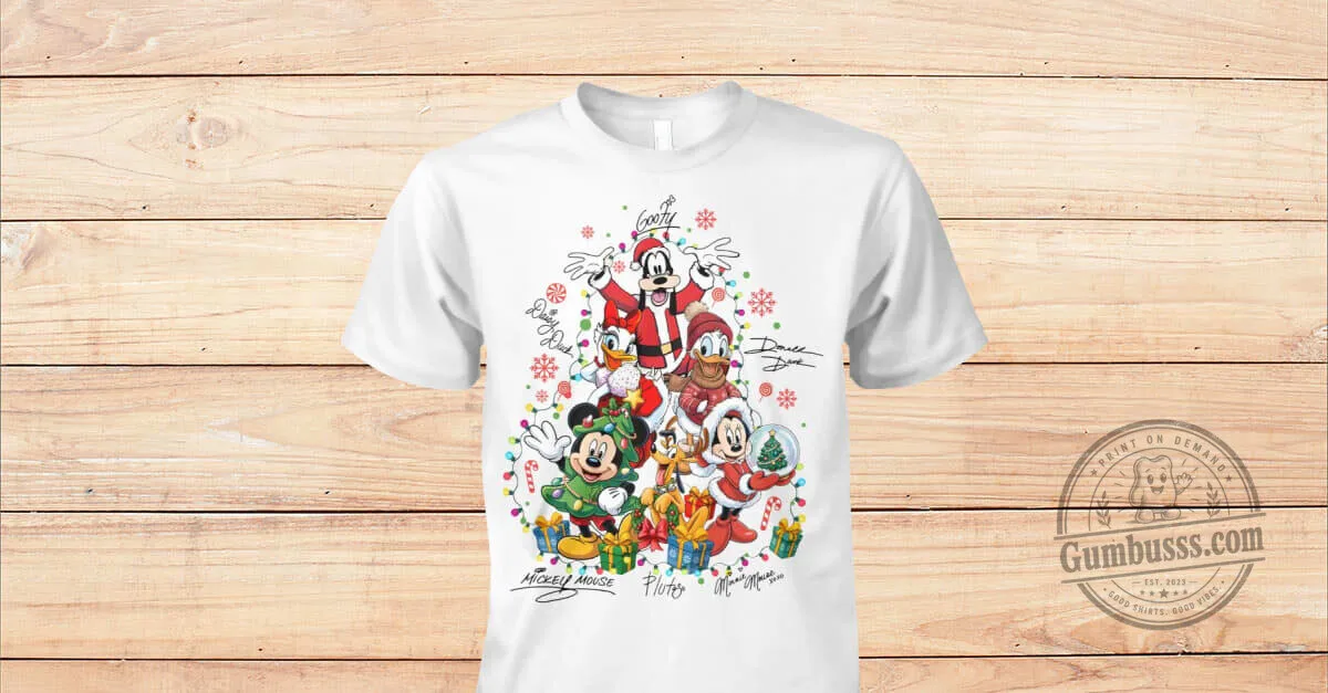 Mickey Mouse and Friends Christmas Tree Holiday Celebration T-Shirt 1 Mickey Mouse and Friends Christmas Tree Holiday Celebration T-Shirt