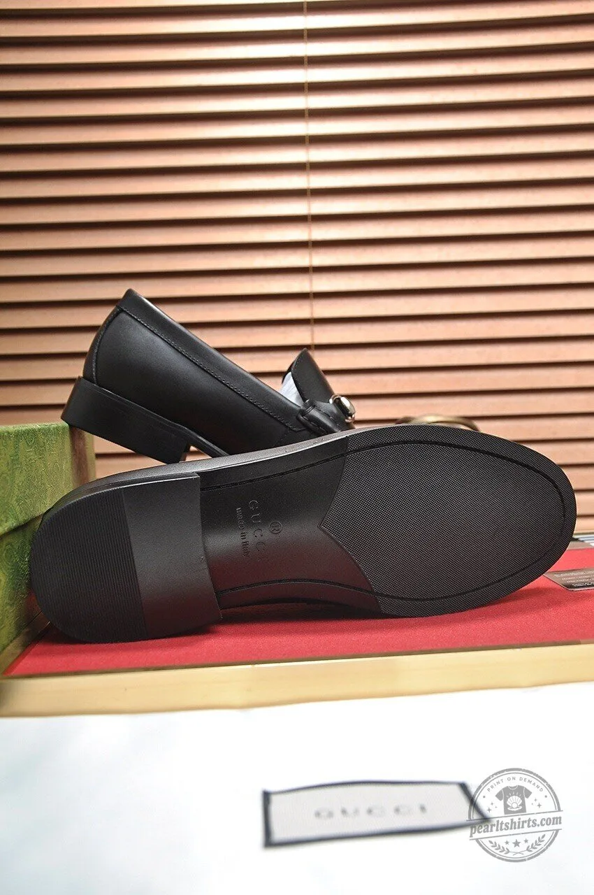 Gucci Black Leather Horsebit Loafers for Men, Slip-On Dress Shoes 6 Gucci Black Leather Horsebit Loafers for Men, Slip-On Dress Shoes