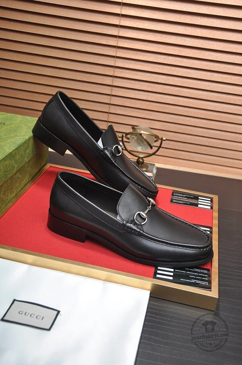 Gucci Black Leather Horsebit Loafers for Men, Slip-On Dress Shoes 7 Gucci Black Leather Horsebit Loafers for Men, Slip-On Dress Shoes