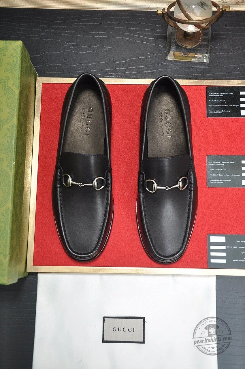 Gucci Black Leather Horsebit Loafers for Men, Slip-On Dress Shoes 8 Gucci Black Leather Horsebit Loafers for Men, Slip-On Dress Shoes