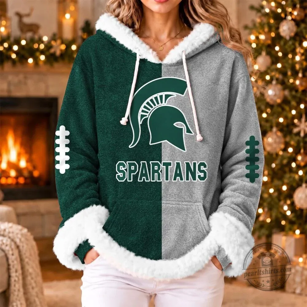 Michigan State Spartans Football Team Split Color Winter Hoodie