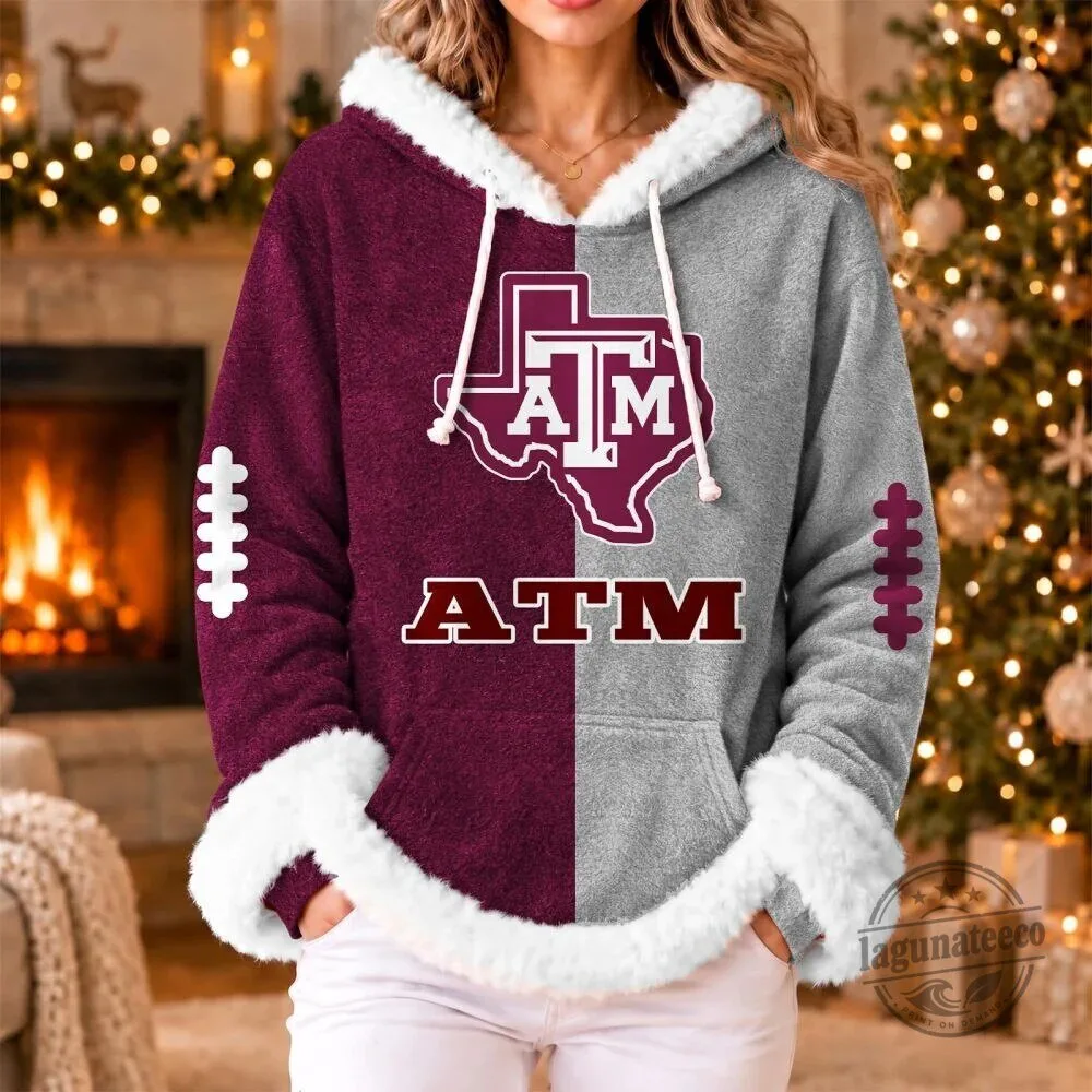 Texas A&M Aggies Football Split Design Sherpa Fleece Hoodie for Women