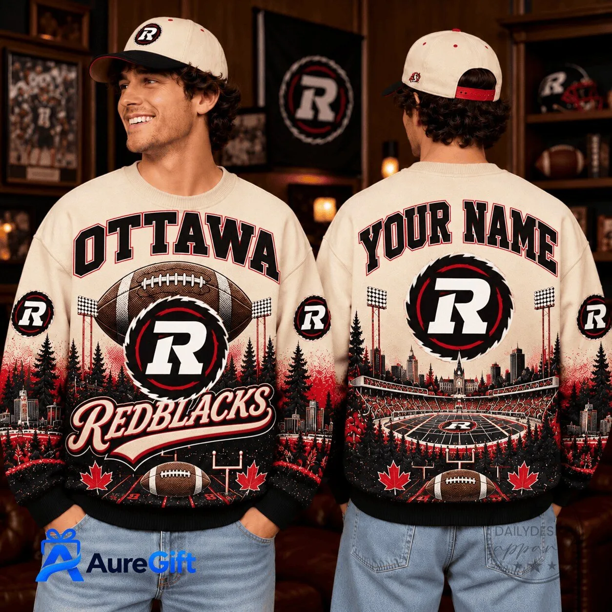 Ottawa Redblacks Canadian Football League Christmas Personalized Sweatshirt