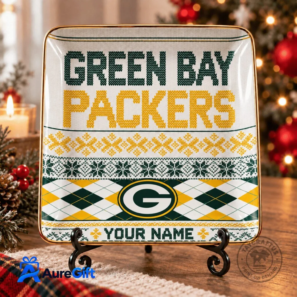 Green Bay Packers Ugly Christmas Sweater Pattern Personalized Jewelry Dish Green Bay Packers Ugly Christmas Sweater Pattern Personalized Jewelry Dish