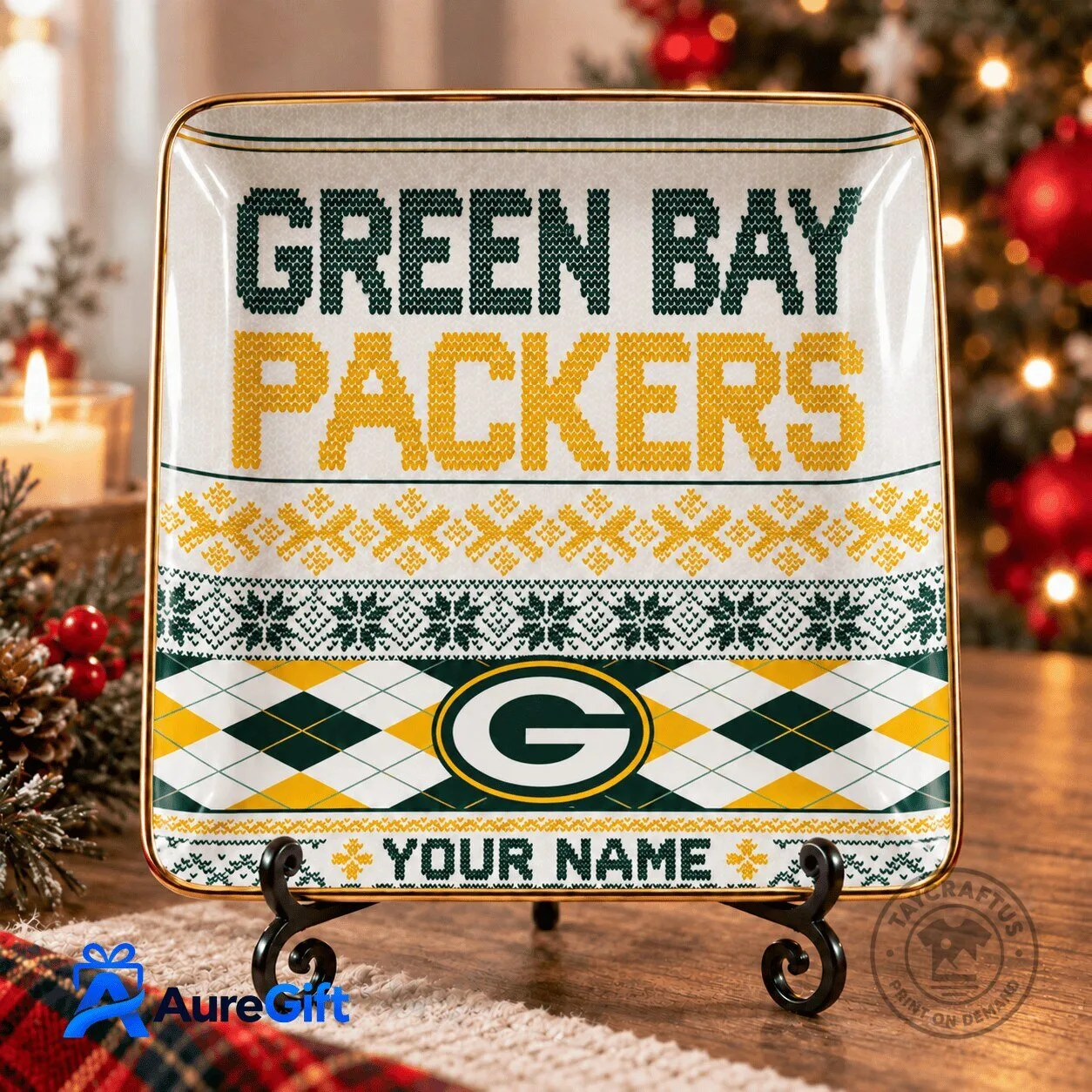Green Bay Packers Ugly Christmas Sweater Pattern Personalized Jewelry Dish 1 Green Bay Packers Ugly Christmas Sweater Pattern Personalized Jewelry Dish