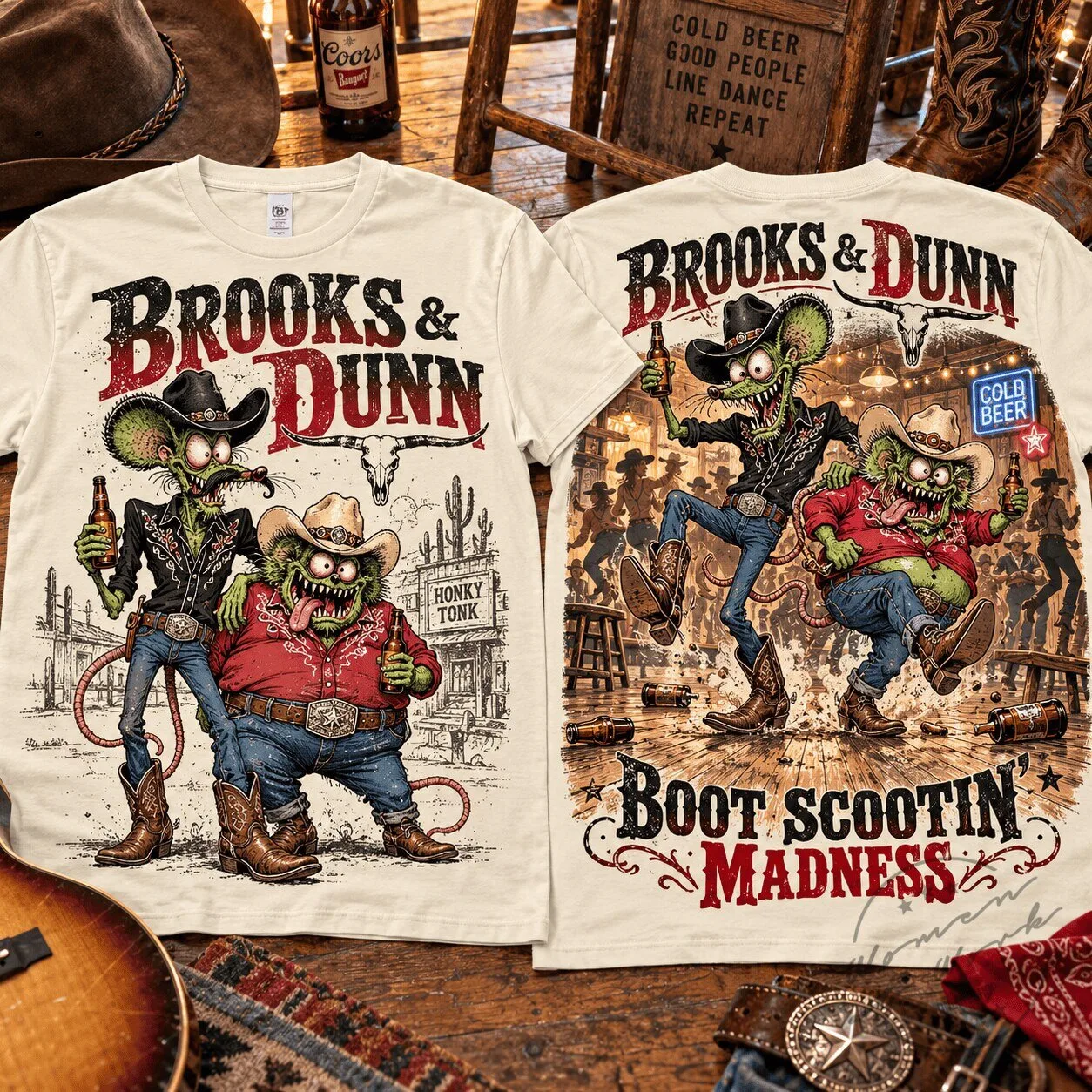 Brooks & Dunn Rat Fink Boot Scootin' Madness Country Western T-Shirt