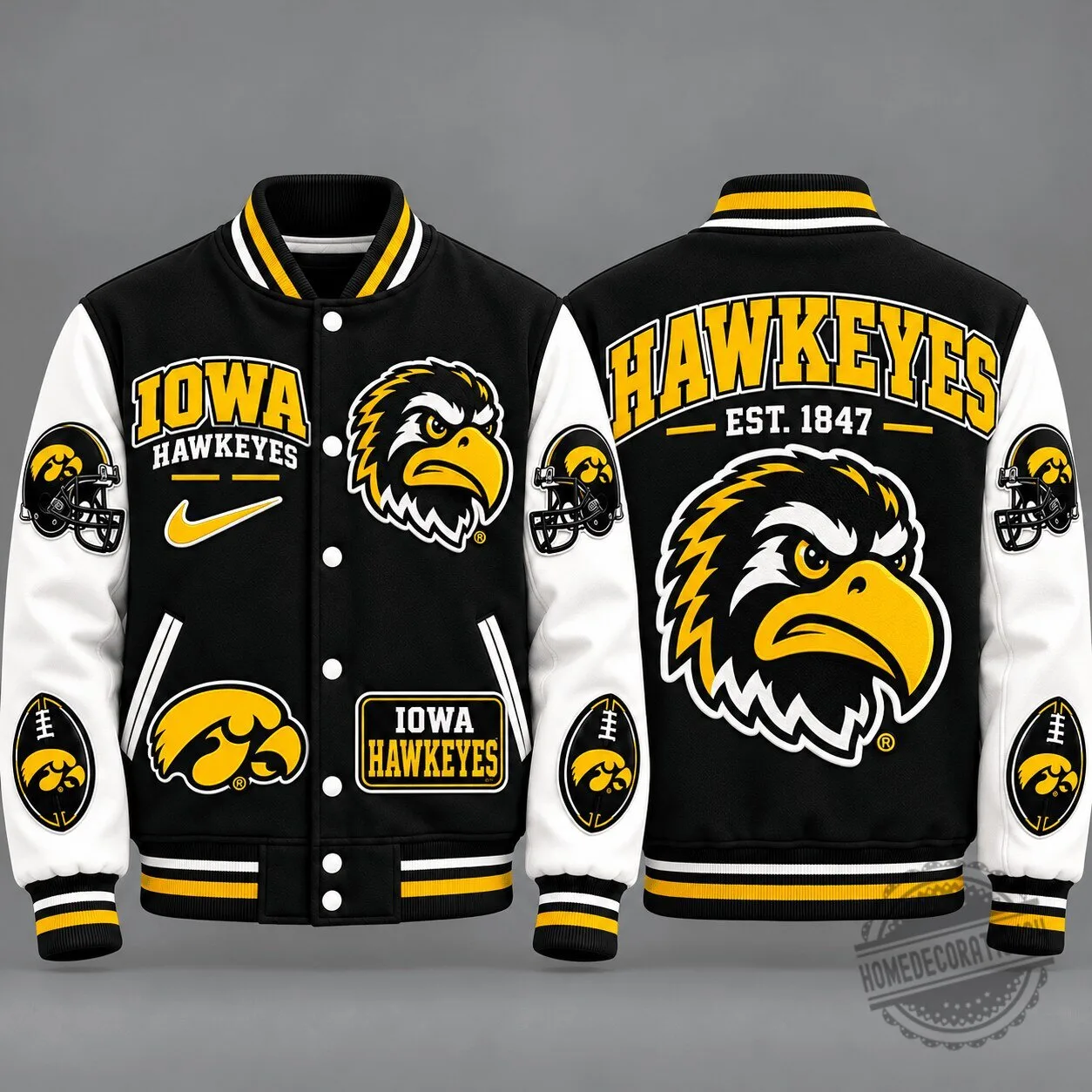 Iowa Hawkeyes NCAA Football Vintage Varsity Letterman Jacket