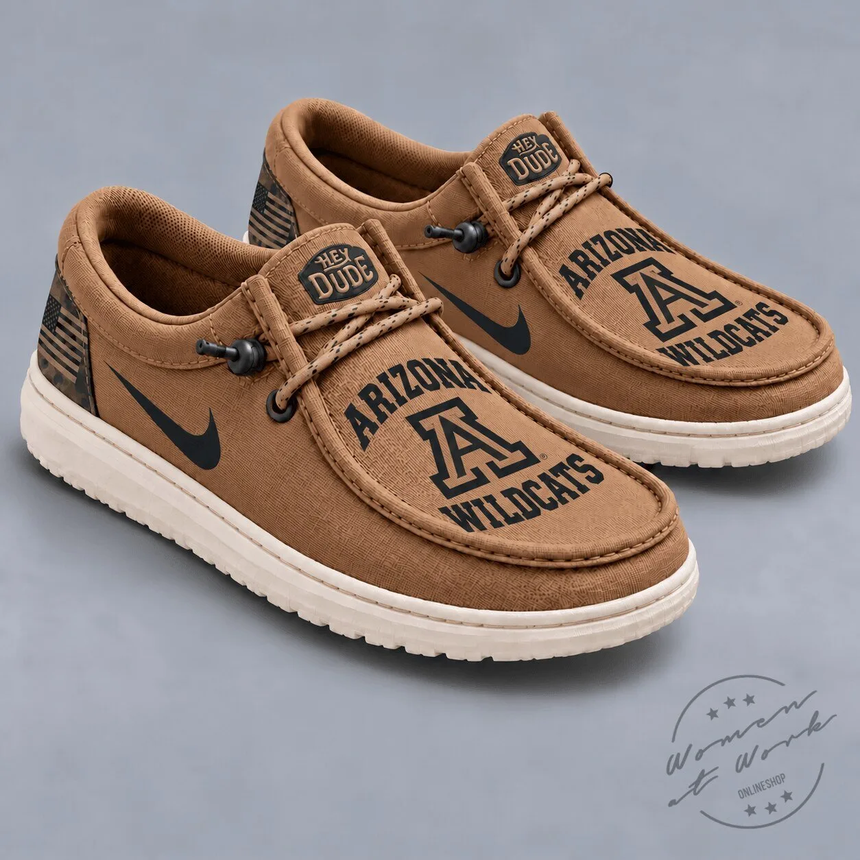 Arizona Wildcats NCAA Vintage Military Brown Loafer Shoes for Men and Women